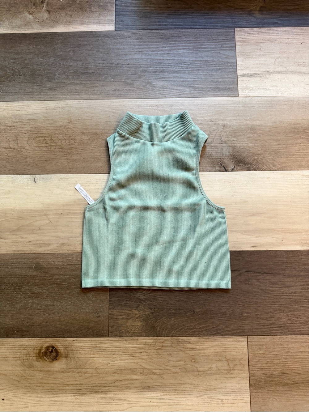 Ribbed Mock Neck Crop Tank in Sage